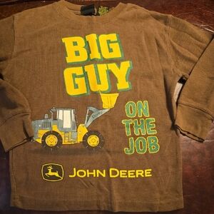 John Deere Size 4 Brown Kids Shirt with Yellow Accents